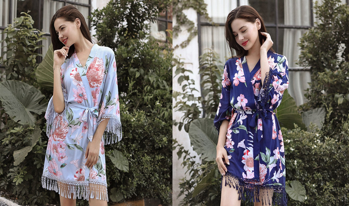 Tassel Floral Cotton Robes