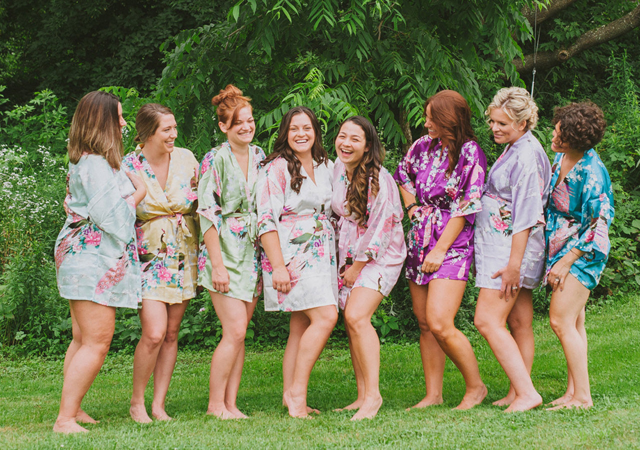 Peacock Satin Women Robe