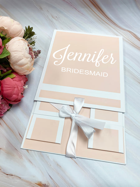 Bridesmaid Gift Box Personalize Bride to be Box Bridesmaid Proposal Box White Trim Blush