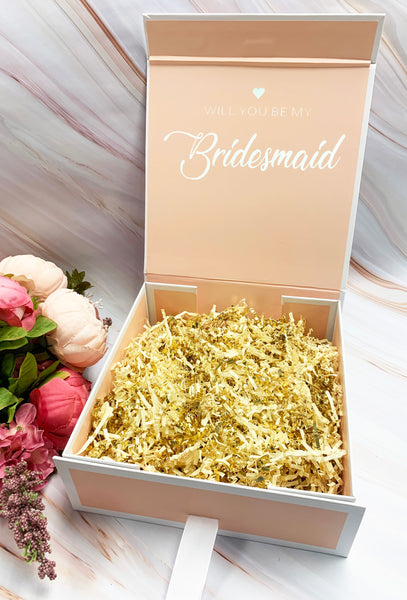 Bridesmaid Gift Box Personalize Bride to be Box Bridesmaid Proposal Box White Trim Blush