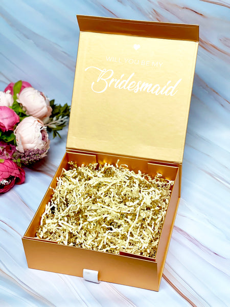 Bridesmaid Gift Box Personalize Bride to be Box Bridesmaid Proposal Box Gold