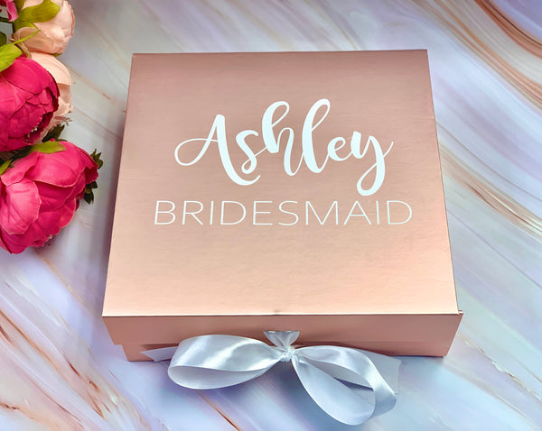 Bridesmaid Gift Box Personalize Bride to be Box Bridesmaid Proposal Box Rose Gold