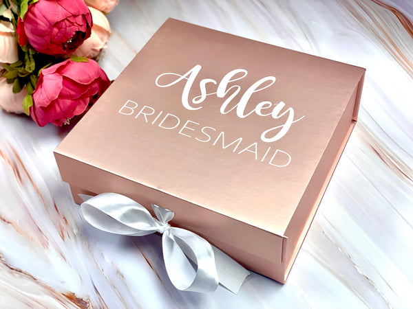 Bridesmaid Gift Box Personalize Bride to be Box Bridesmaid Proposal Box Rose Gold