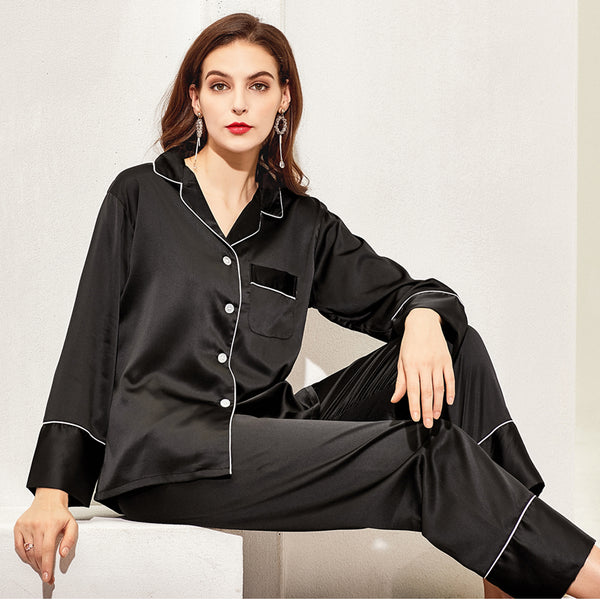 Women Pajama Long Sets Black