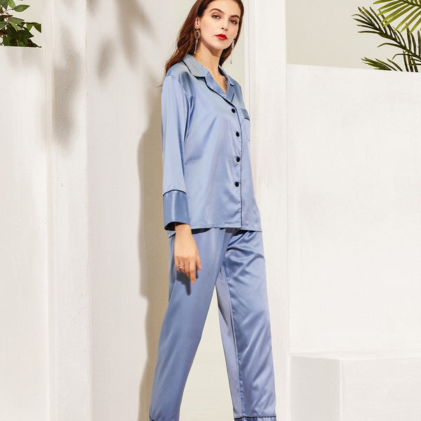 Women Pajama Long Sets Dusty Blue