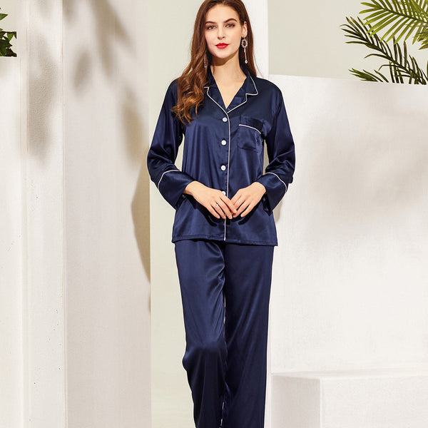 Women Pajama Long Sets Navy