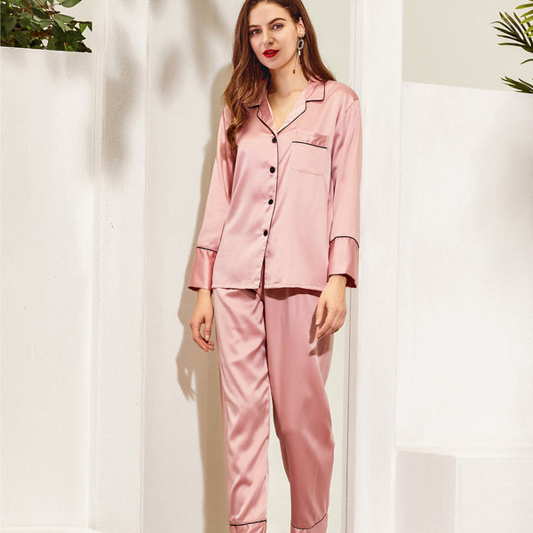 Women Pajama Long Sets Rose Gold