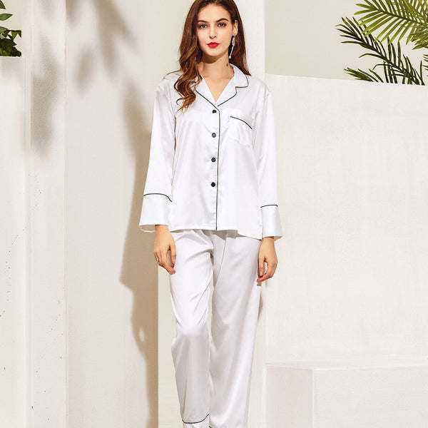 Women Pajama Long Sets White