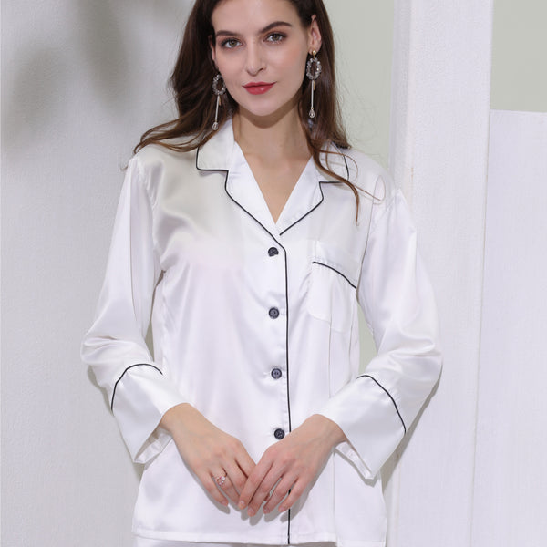 Women Pajama Long Sets White