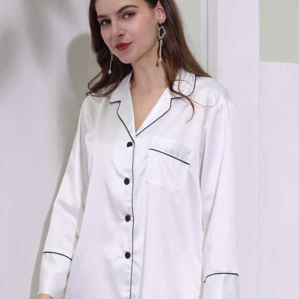 Women Pajama Long Sets White