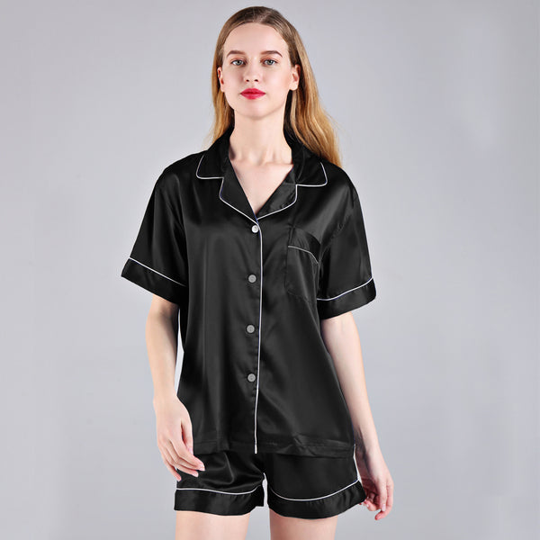 Women Pajama Short Sets Black