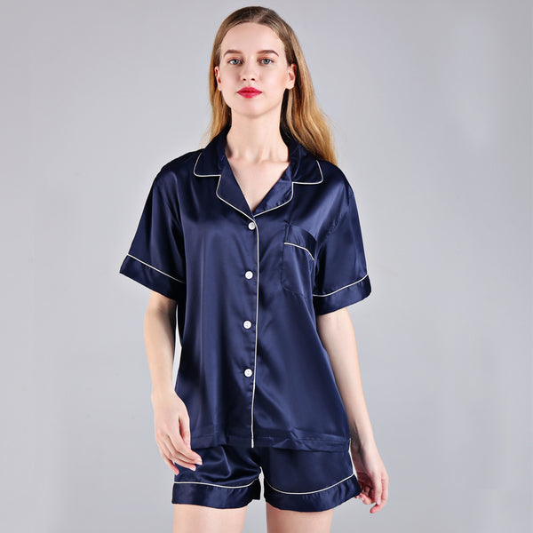 Women Pajama Short Sets Navy