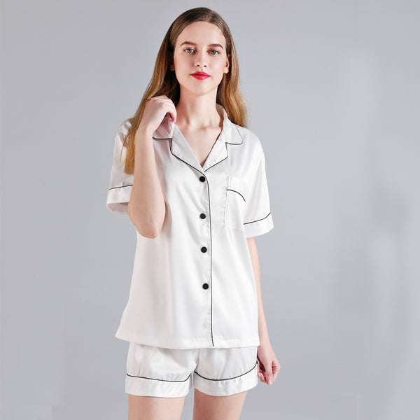 Women Pajama Short Sets White