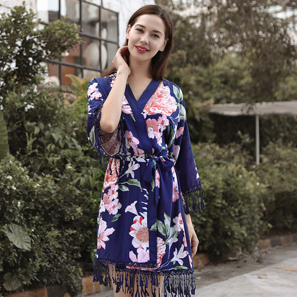 Tassel Floral Cotton Navy