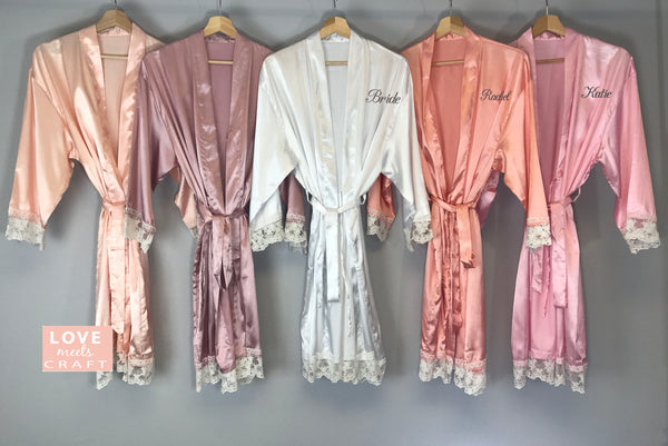 White Lace Satin Robe Collection