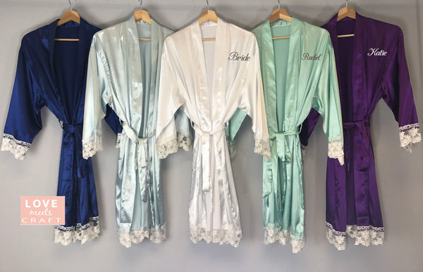 White Lace Satin Robe Collection