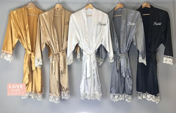 White Lace Satin Robe Collection