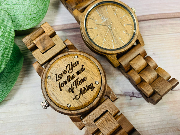 Wood Watch Engrave Watch Personalize Groomsmen Gift Walnut Link