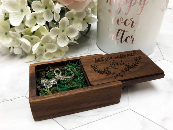 Personalize Wooden Wedding Ring Box