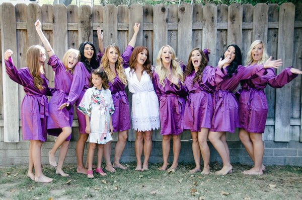 Set of 6 - Bridal Party Bridesmaid Satin Robes