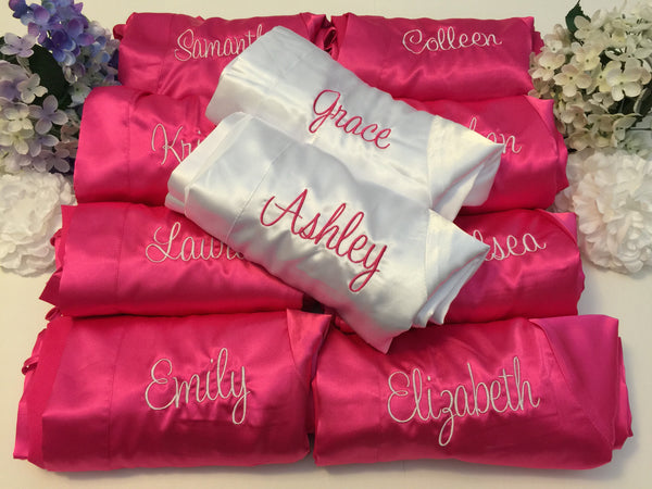 Set of 10 - Bridal Party Bridesmaid Satin Robes