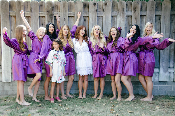 Set of 7 - Bridal Party Bridesmaid Satin Robes