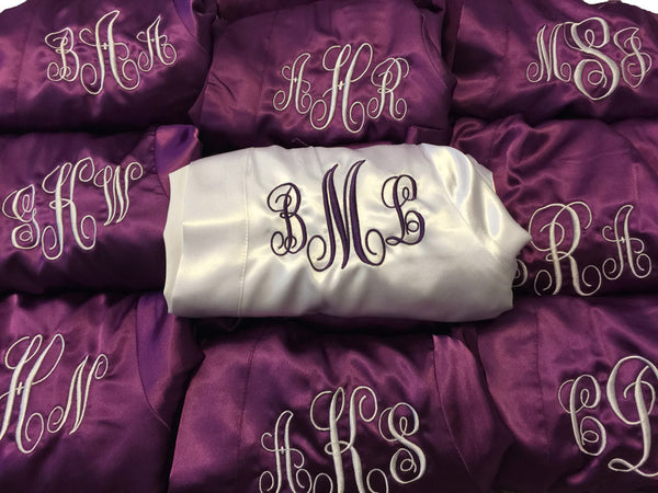 Set of 10 - Bridal Party Bridesmaid Satin Robes