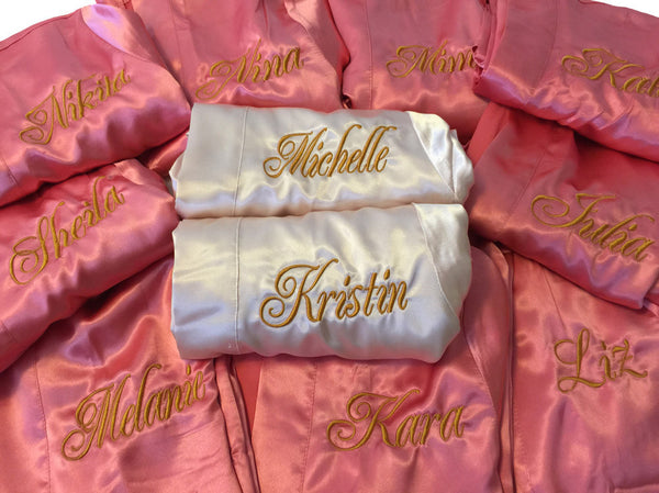 Set of 14 - Bridal Party Bridesmaid Satin Robes