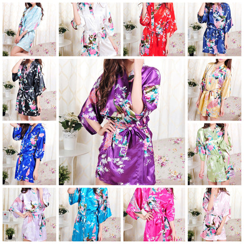 Set of 13 - Bridal Party Peacock Kimono Robes