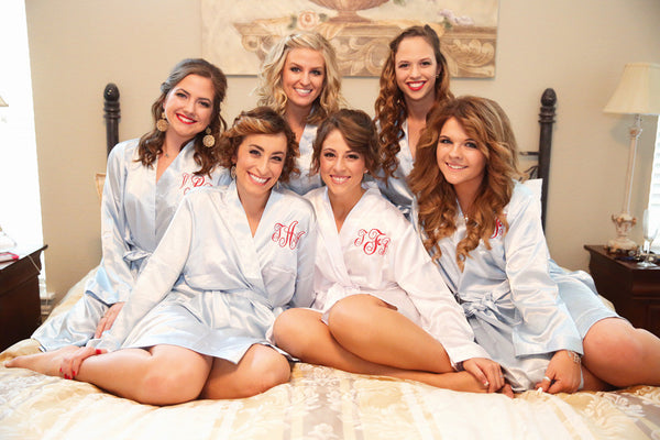 Set of 7 - Bridal Party Bridesmaid Satin Robes