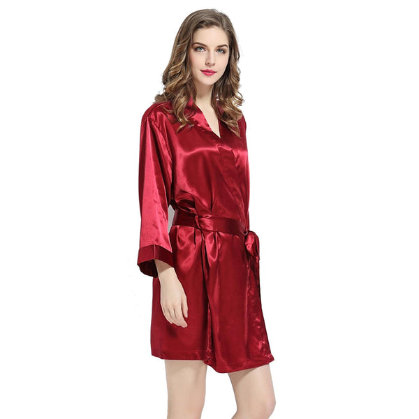 Sets - Bridal Party Solid Satin 3/4 Sleeve Robe