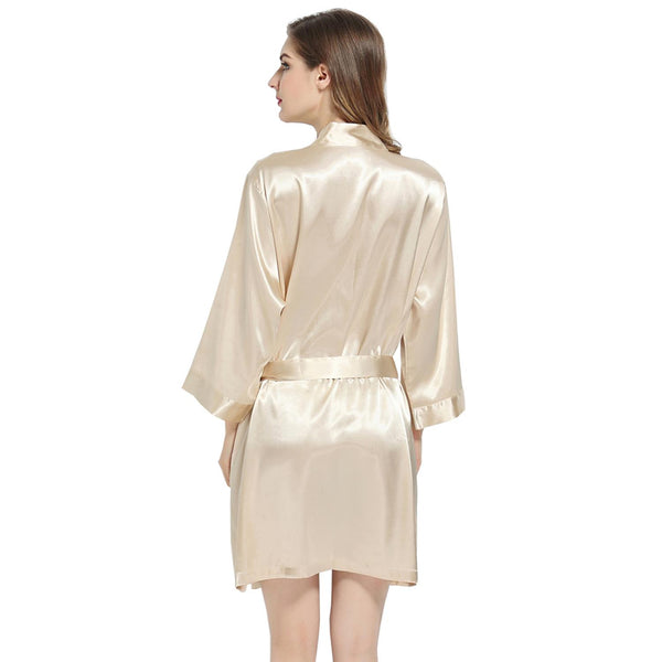 Champagne - 3/4 Sleeve Satin Women Robe