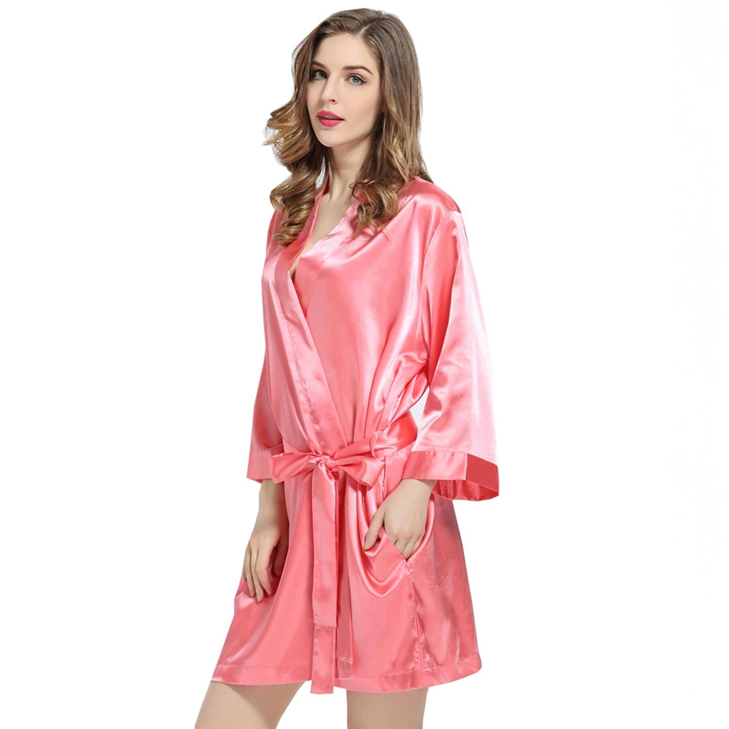 Coral - 3/4 Sleeve Satin Women Robe