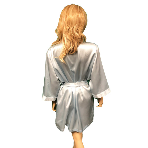 Dusty Blue - 3/4 Sleeve Satin Women Robe