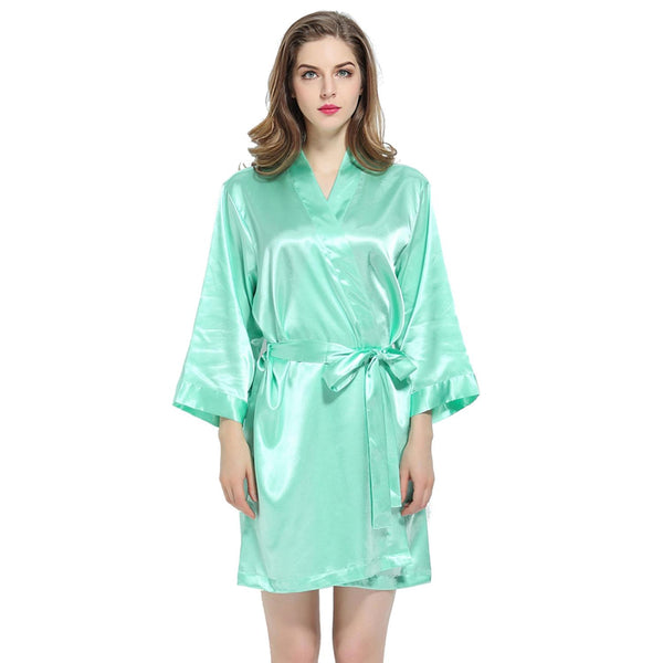 Sets - Bridal Party Solid Satin 3/4 Sleeve Robe