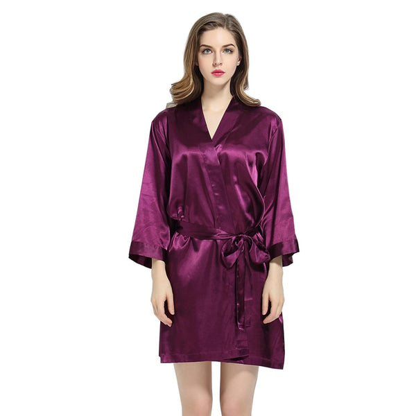 Sets - Bridal Party Solid Satin 3/4 Sleeve Robe