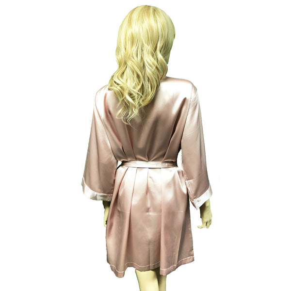 Rose Gold - 3/4 Sleeve Satin Women Robe