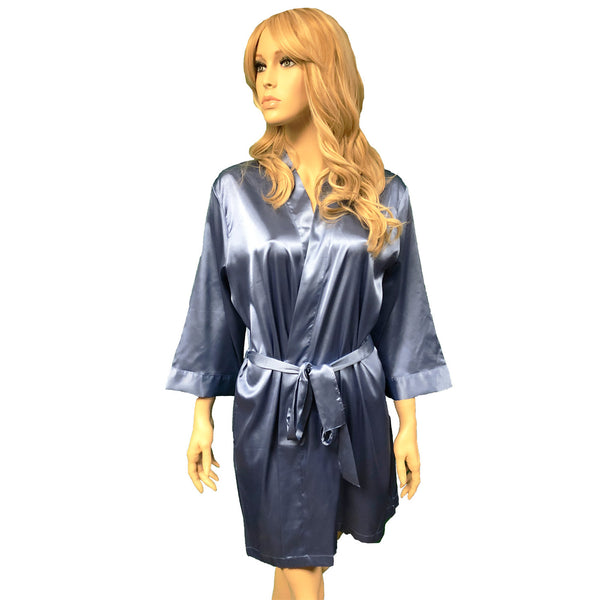 Slate - 3/4 Sleeve Satin Women Robe