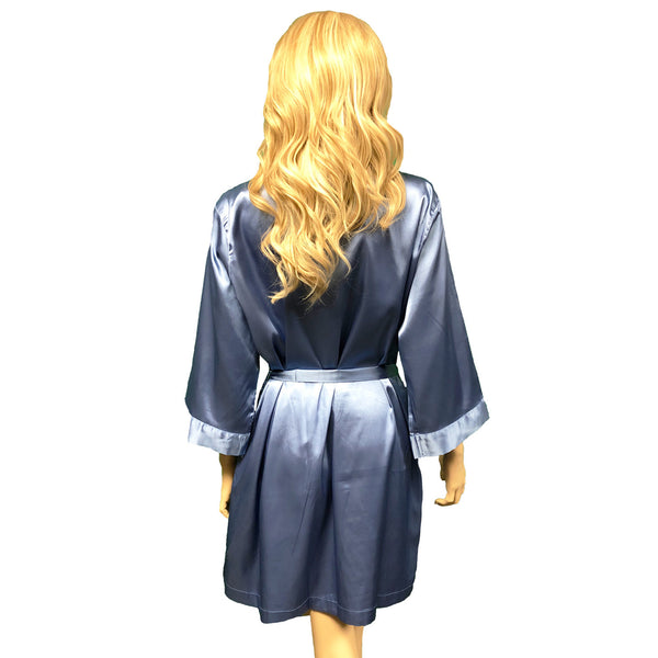 Slate - 3/4 Sleeve Satin Women Robe