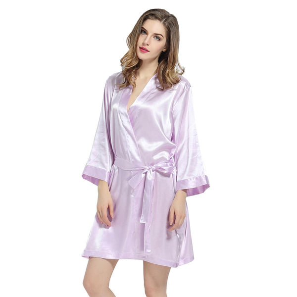 Lilac - 3/4 Sleeve Satin Women Robe