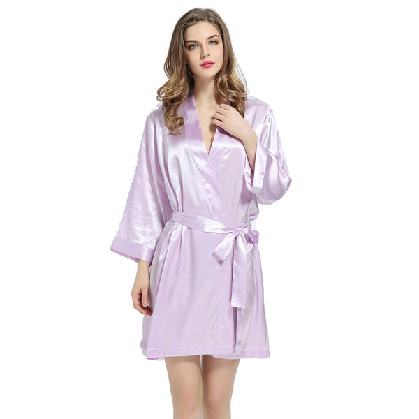 Lilac - 3/4 Sleeve Satin Women Robe