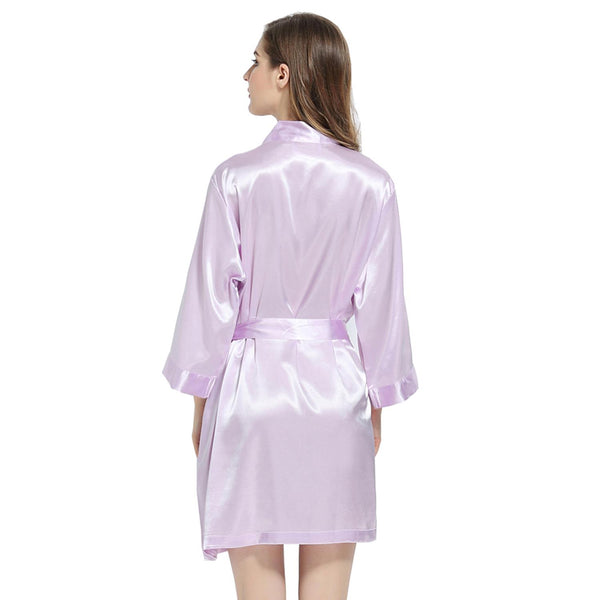 Lilac - 3/4 Sleeve Satin Women Robe