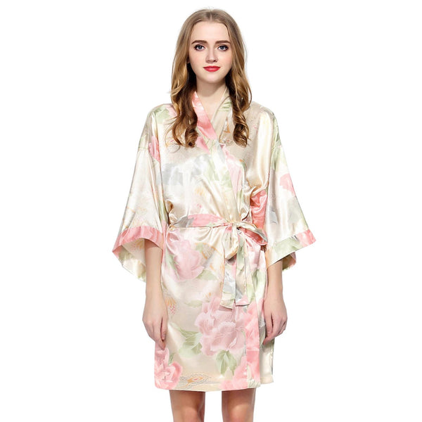 Champagne - Blossom Floral Kimono Robe