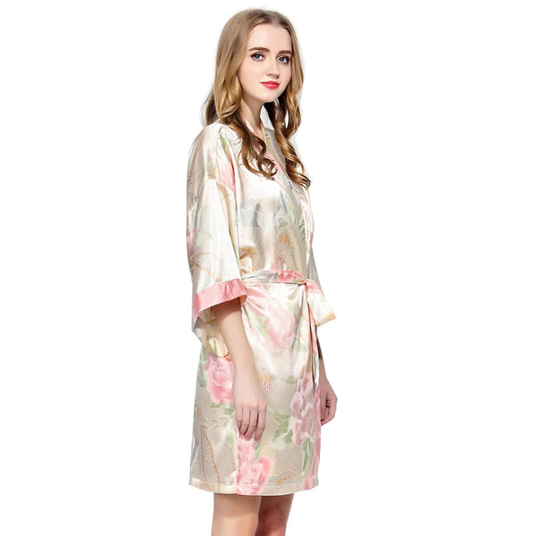 Champagne - Blossom Floral Kimono Robe