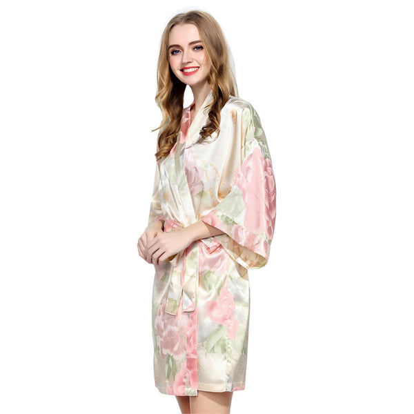 Champagne - Blossom Floral Kimono Robe