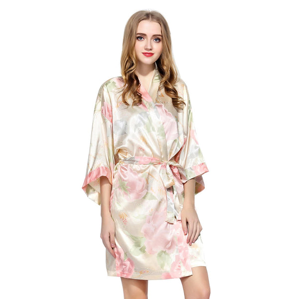 Champagne - Blossom Floral Kimono Robe