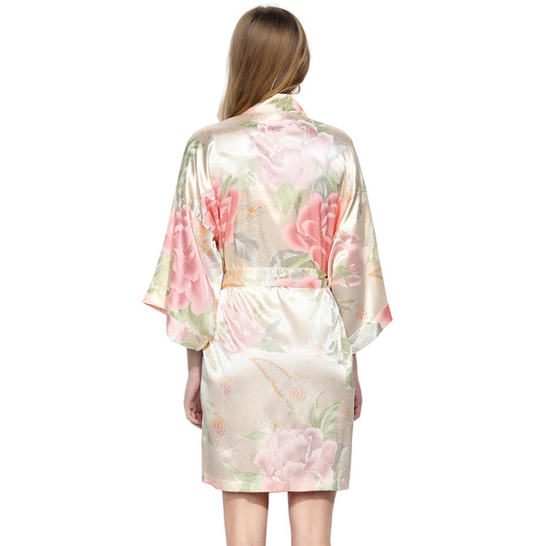 Champagne - Blossom Floral Kimono Robe