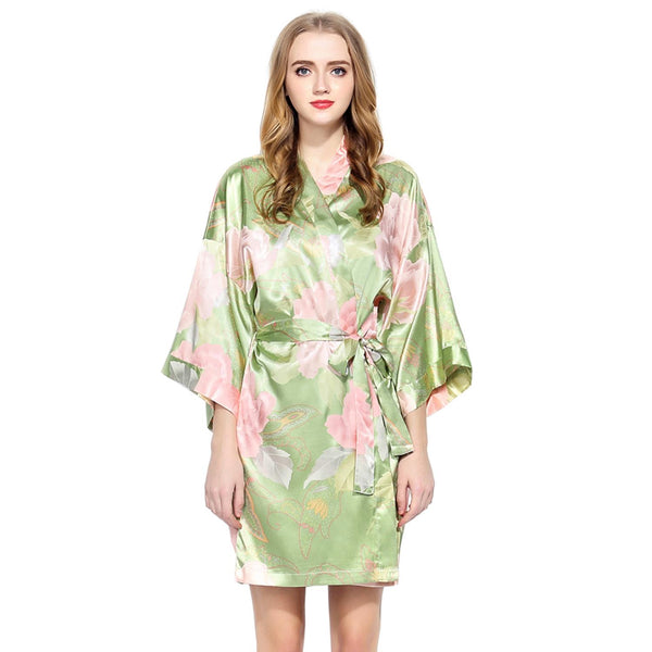 Olive - Blossom Floral Kimono Robe