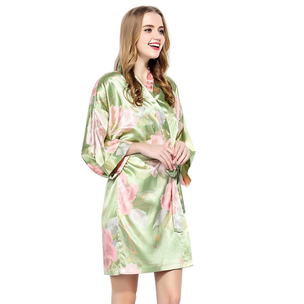 Olive - Blossom Floral Kimono Robe