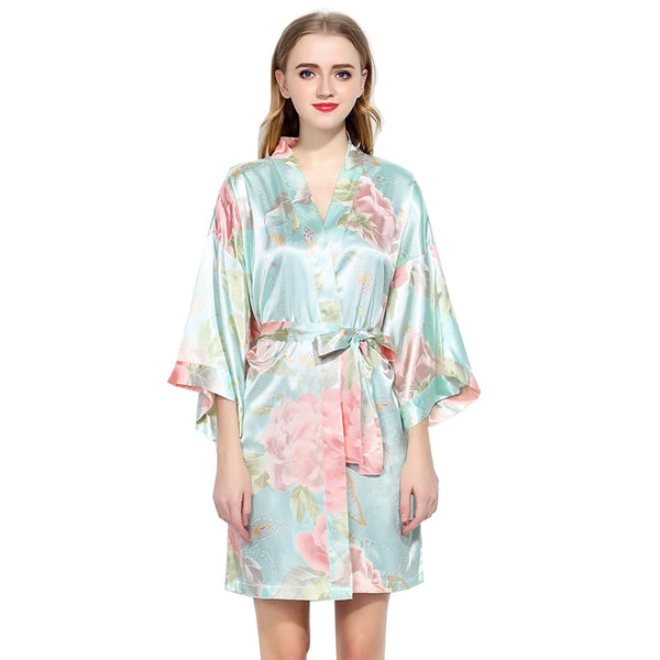 Light Blue - Blossom Floral Kimono Robe